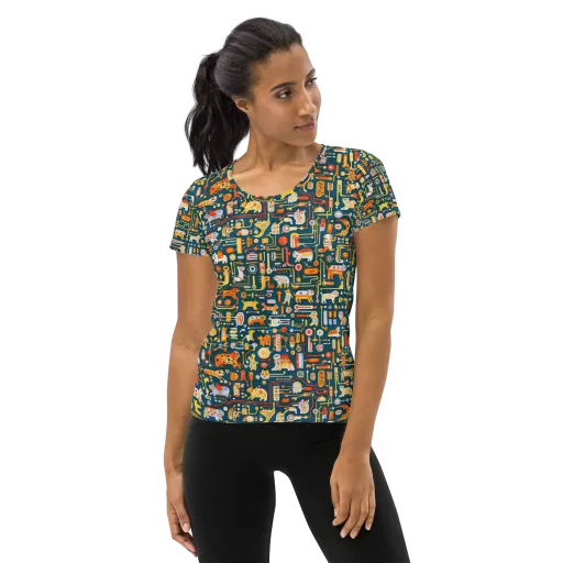 Circuit Critters on a Women's Athletic T-Shirt