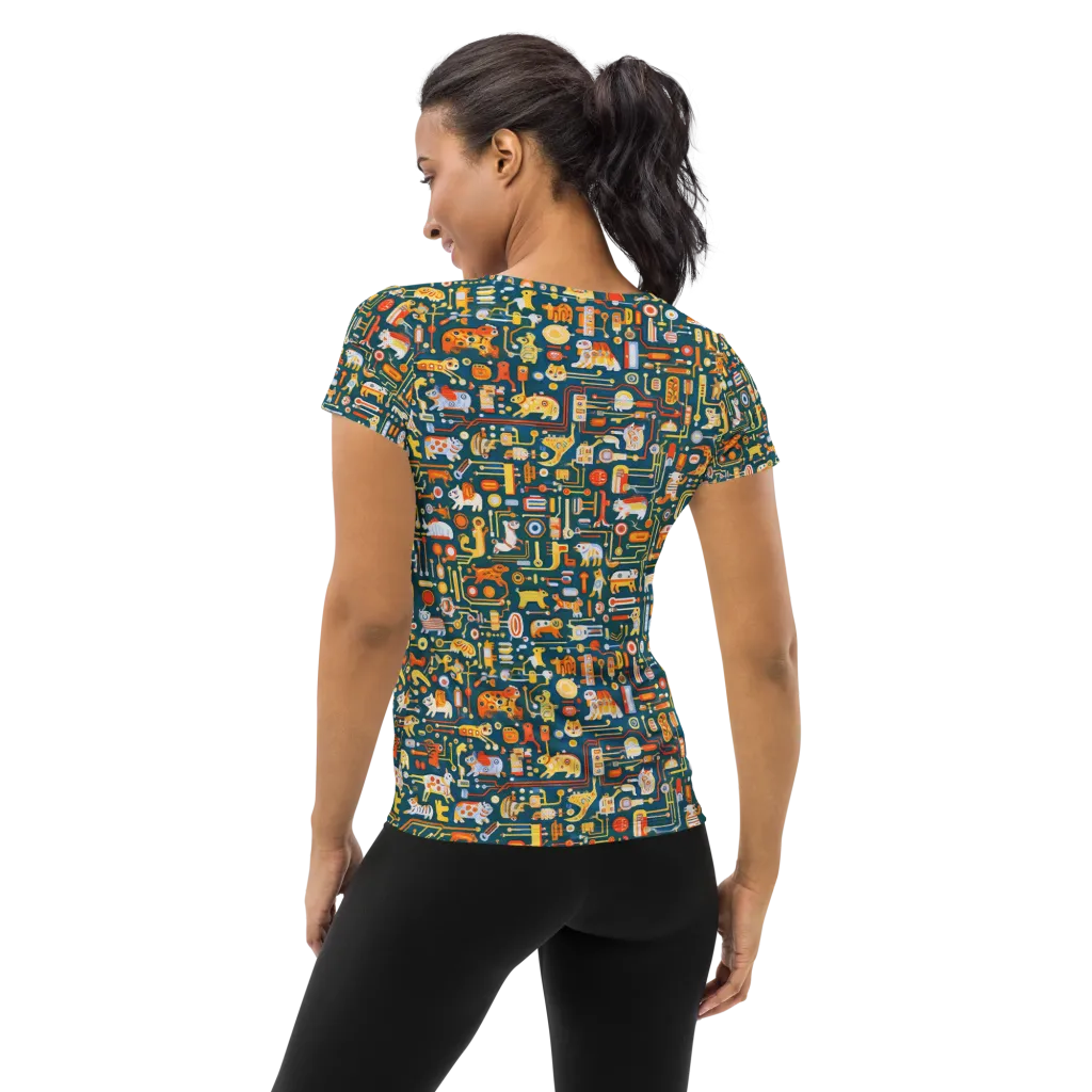 Circuit Critters on Women's Athletic T-Shirt — Back