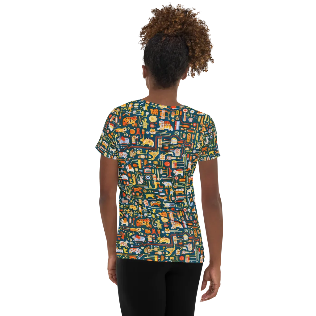 Circuit Critters on Women's Athletic T-Shirt — Back