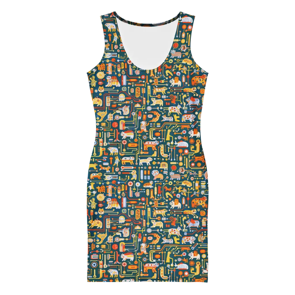 Circuit Critters on Bodycon Dress — Front