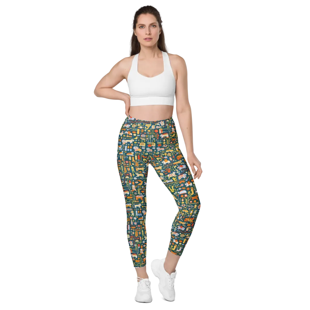 Circuit Critters on Leggings with Pockets — Front