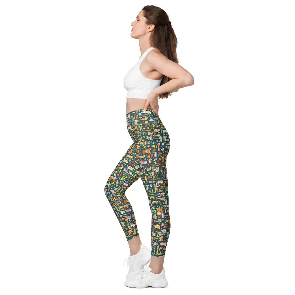 Circuit Critters on Leggings with Pockets — Left