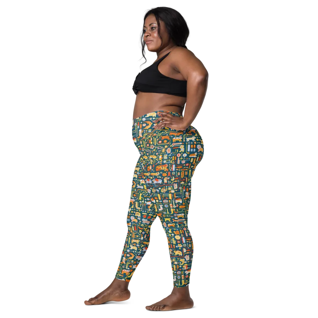 Circuit Critters on Leggings with Pockets — Left
