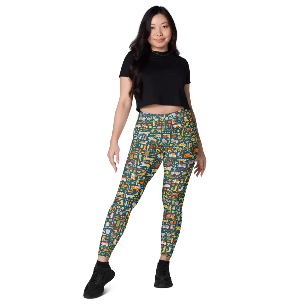 Circuit Critters on Leggings with Pockets — Front