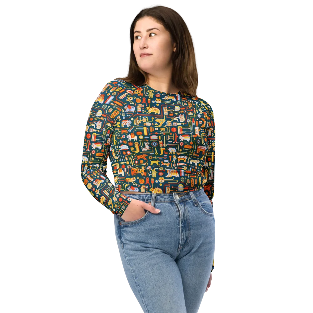 Circuit Critters on Long Sleeve Crop Top — Front