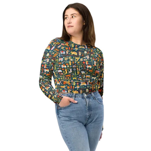 Circuit Critters on a Long Sleeve Crop Top