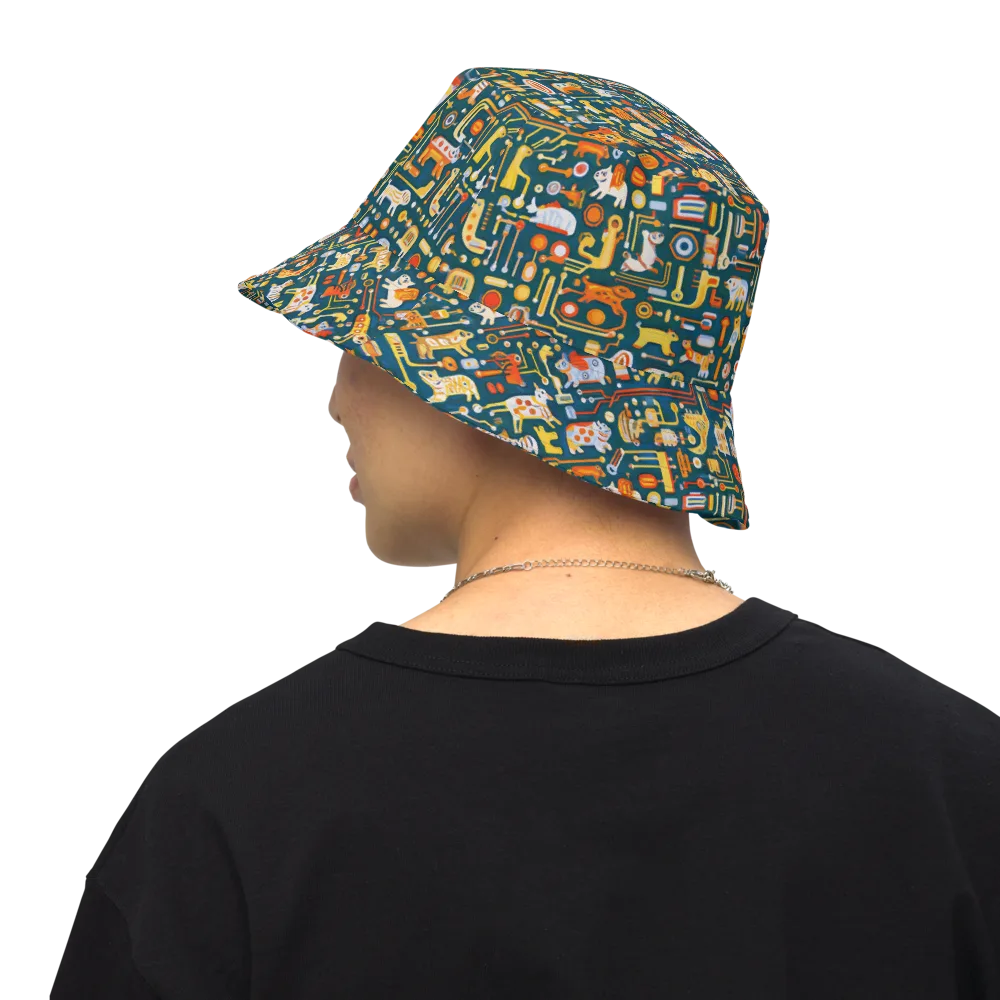 Circuit Critters on Reversible Bucket Hat — Back Inside