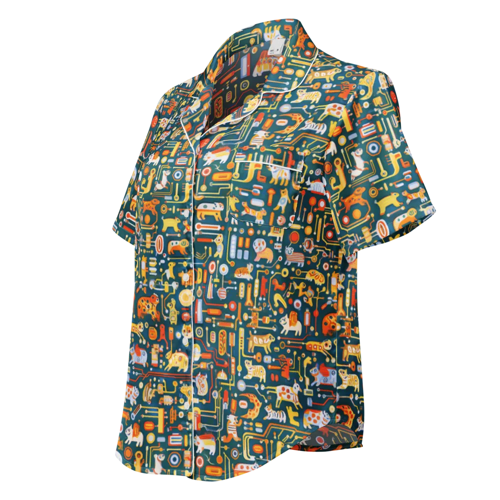 Circuit Critters on Women's Short Sleeve Pajama Top — Left Front