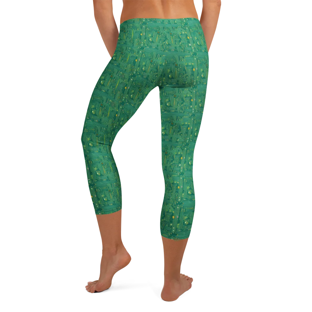 Golden Motherboard on Capri Leggings — Back