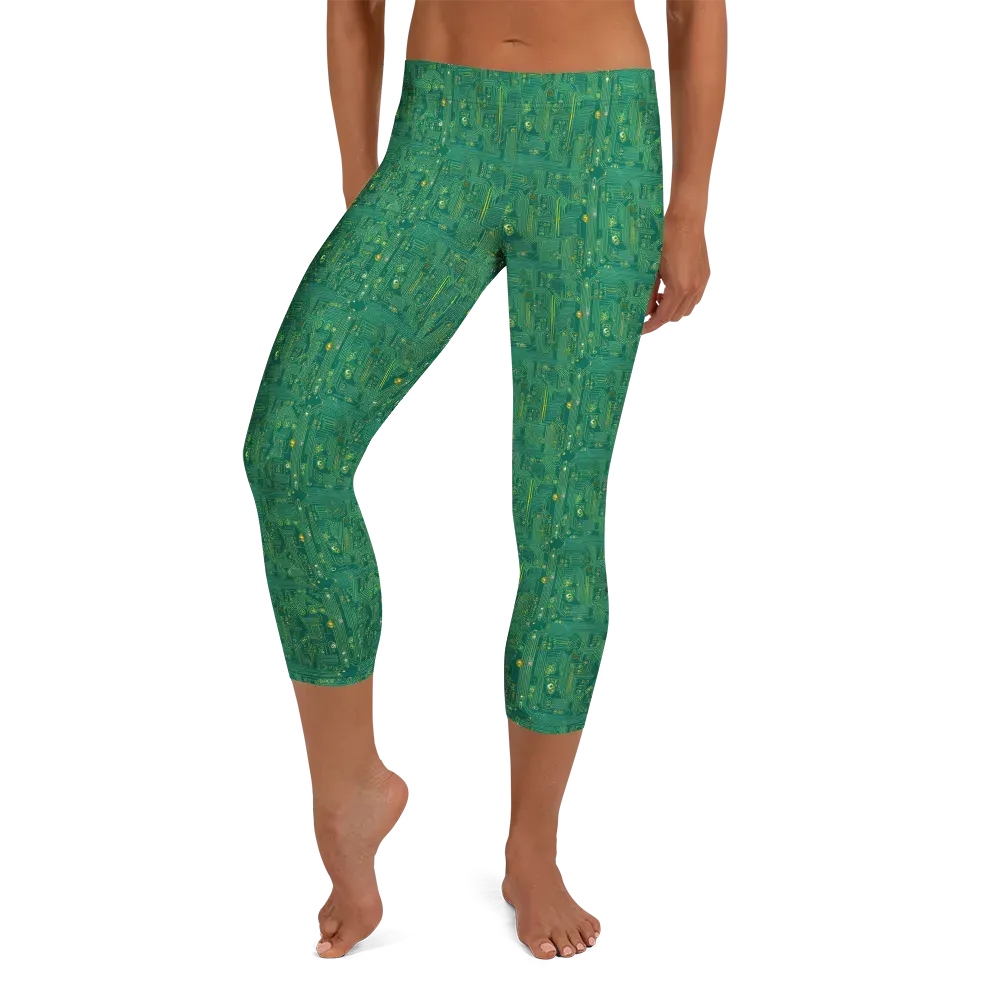 Golden Motherboard on Capri Leggings — Front