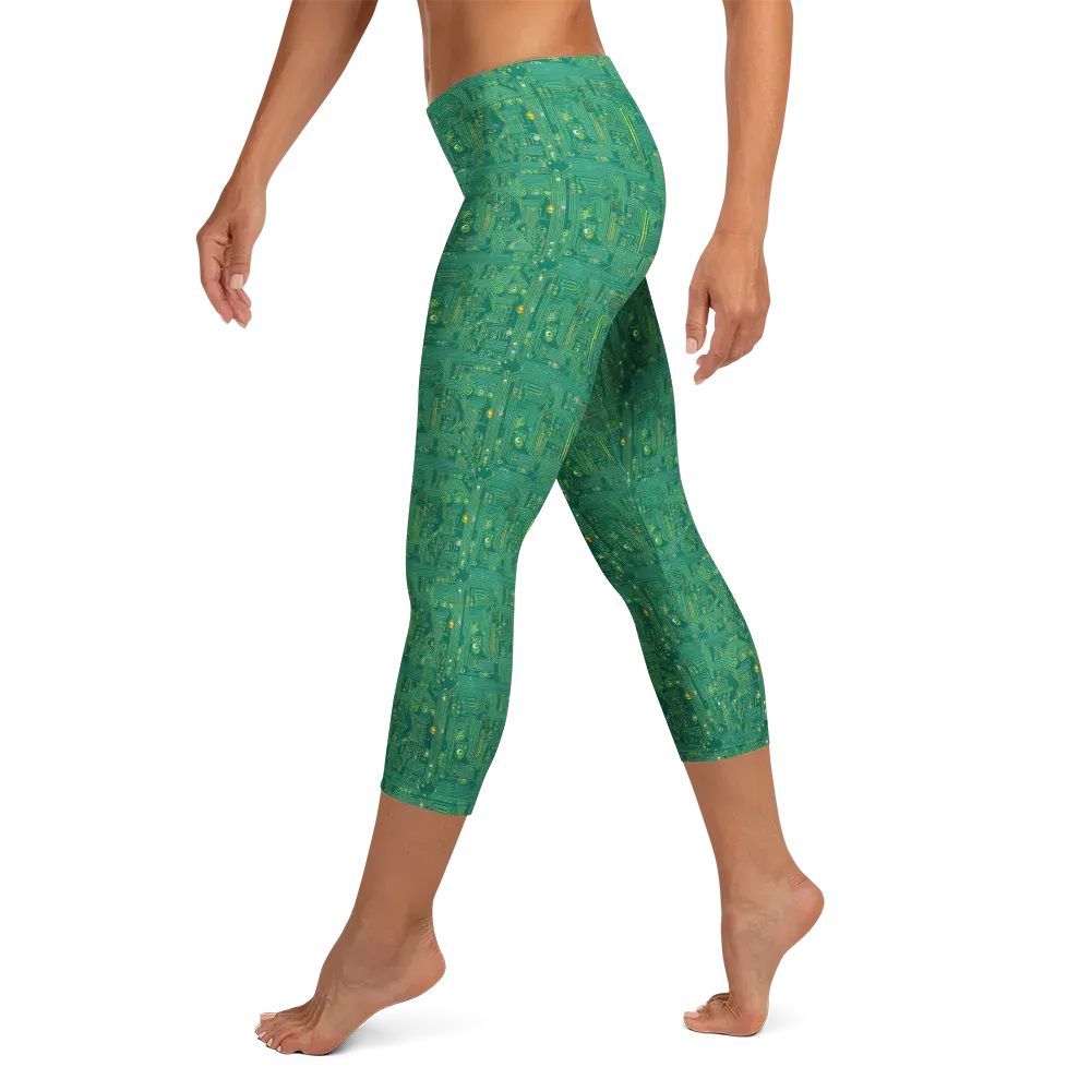 Golden Motherboard on Capri Leggings — Left