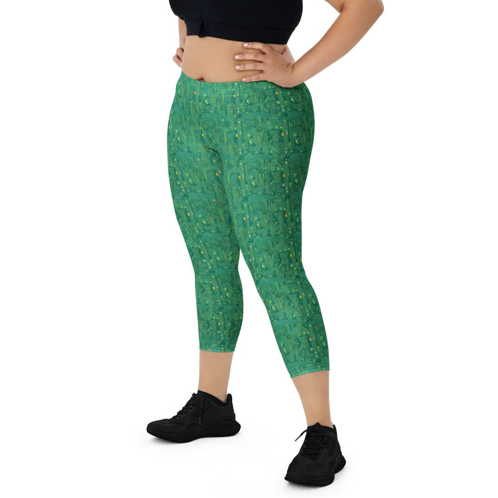 Golden Motherboard on Capri Leggings — Front