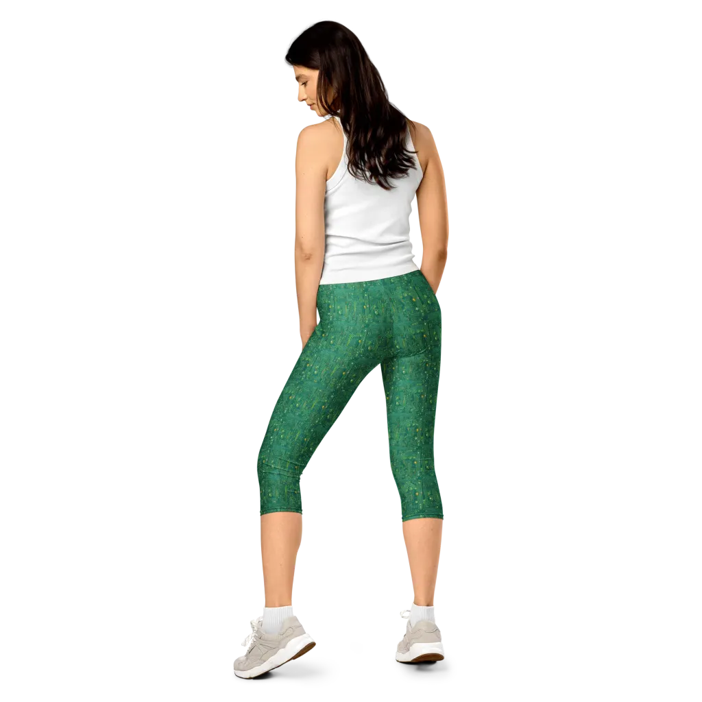 Golden Motherboard on Capri Leggings — Back
