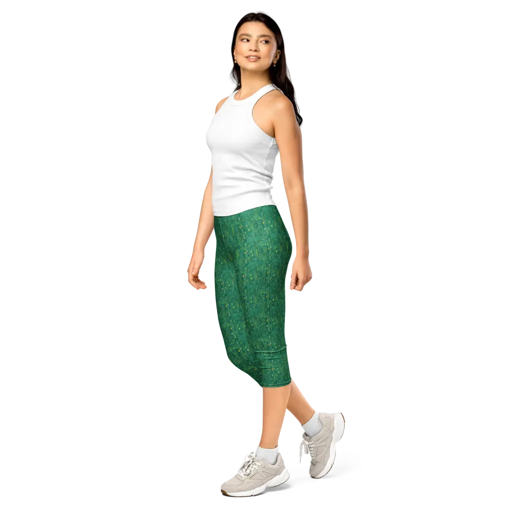 Golden Motherboard on Capri Leggings — Left Front
