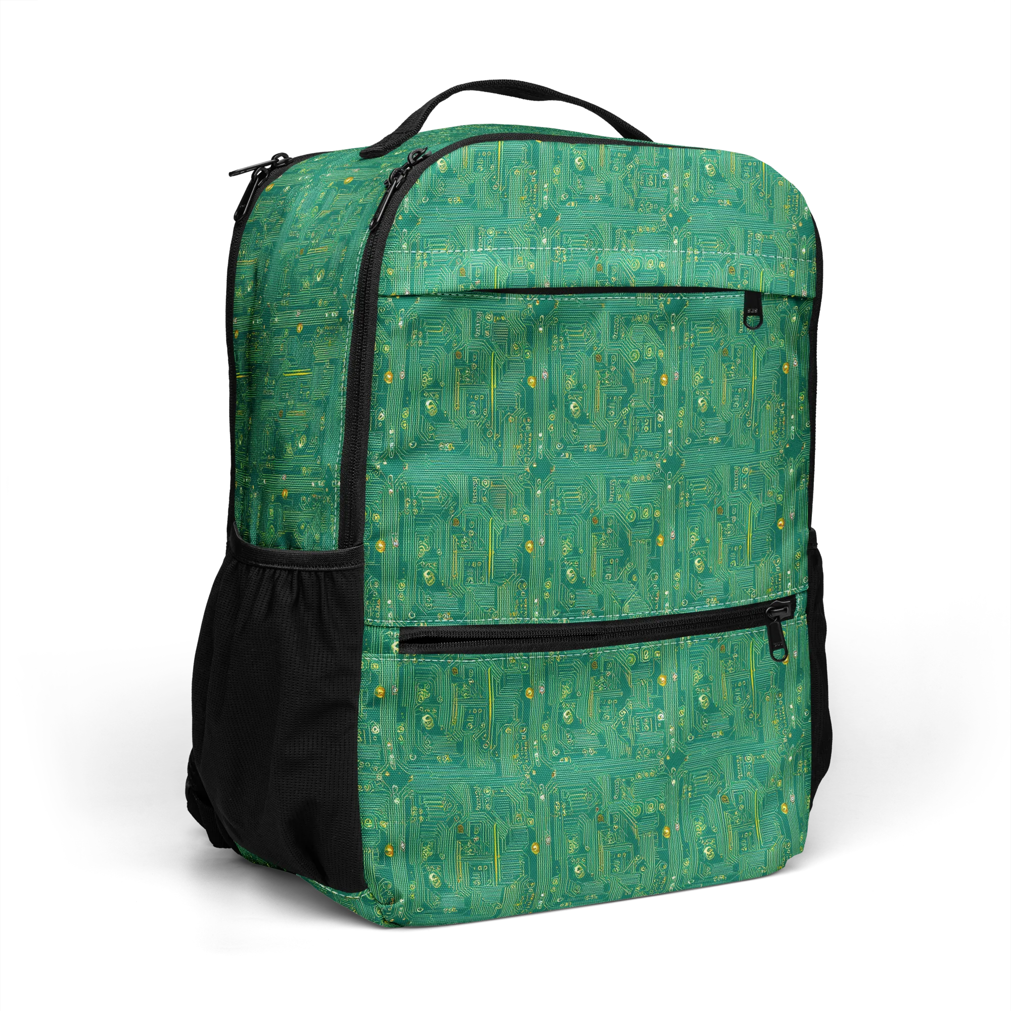 Golden Motherboard on Utility Backpack — Right Front