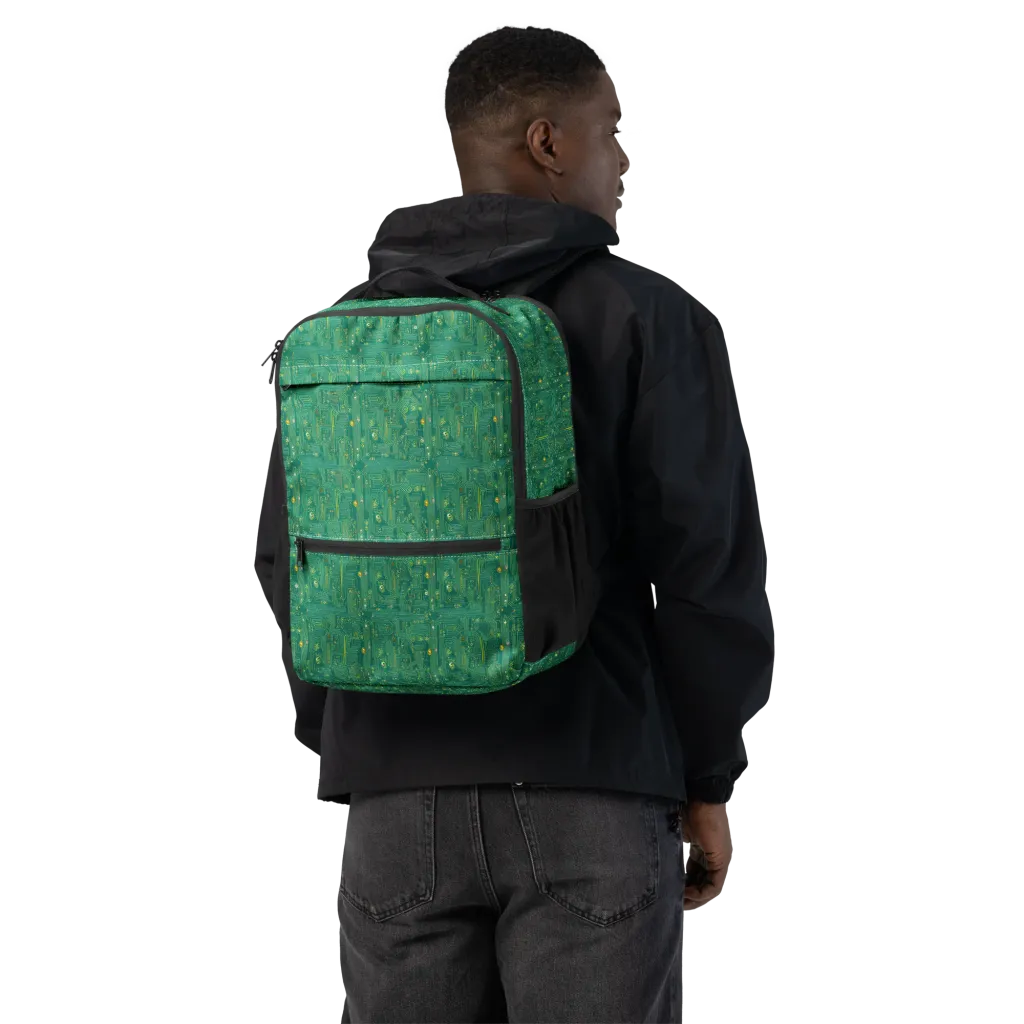 Golden Motherboard on Utility Backpack — Back