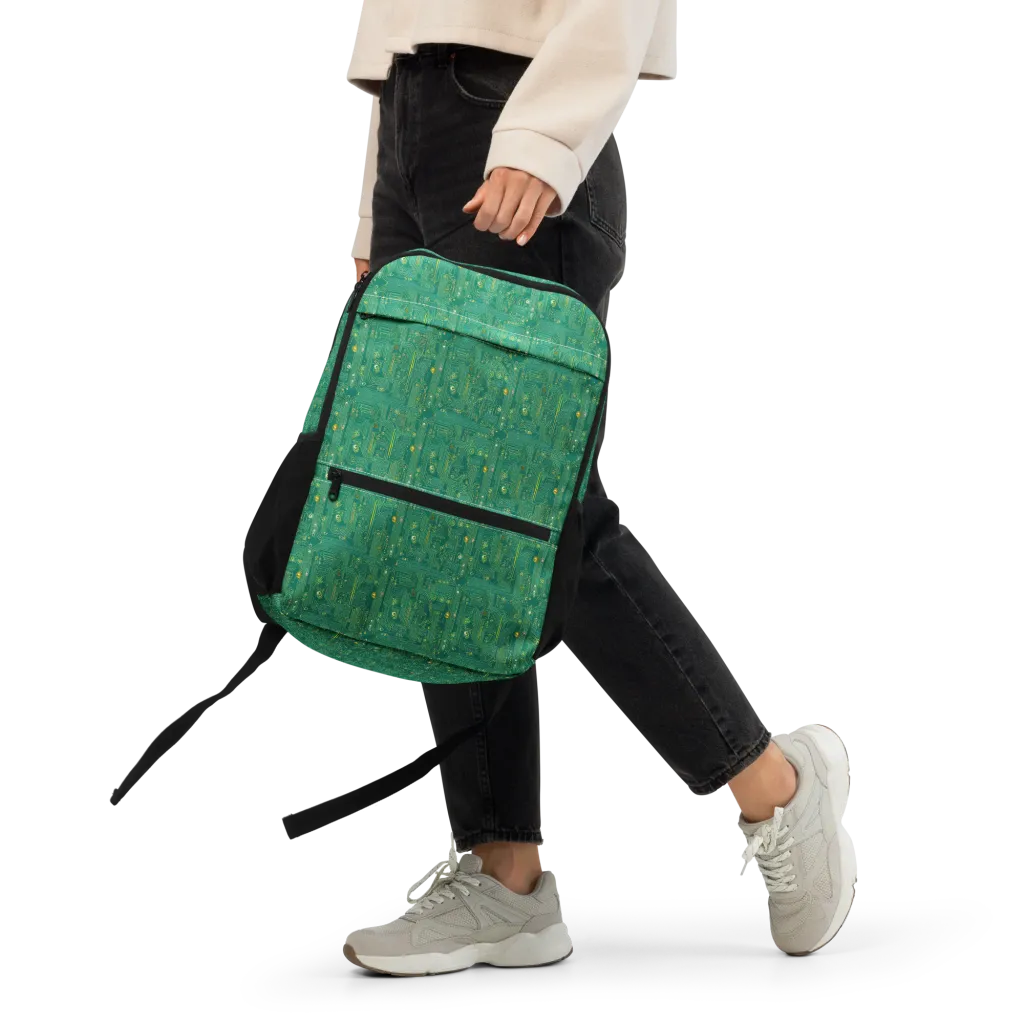 Golden Motherboard on Utility Backpack — Front