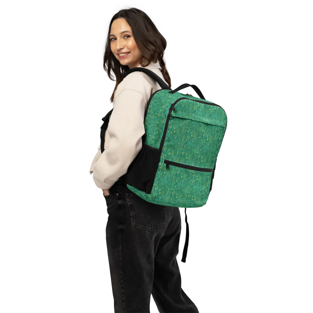 Golden Motherboard on Utility Backpack — Back
