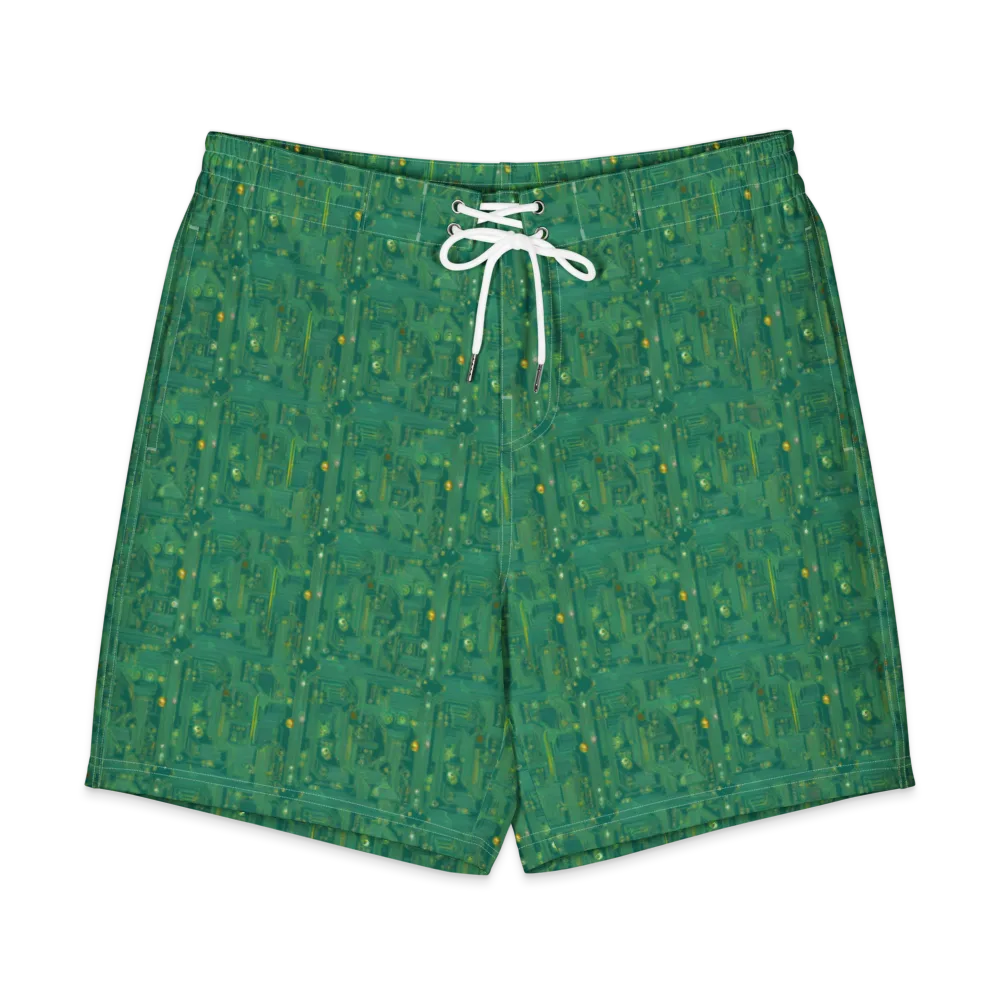 Golden Motherboard on Men's Board Shorts — Front