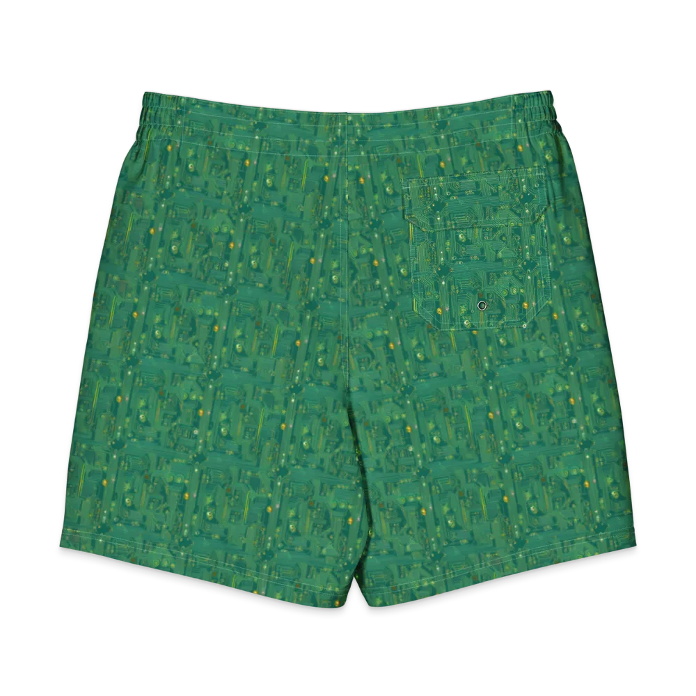Golden Motherboard on Men's Board Shorts — Back