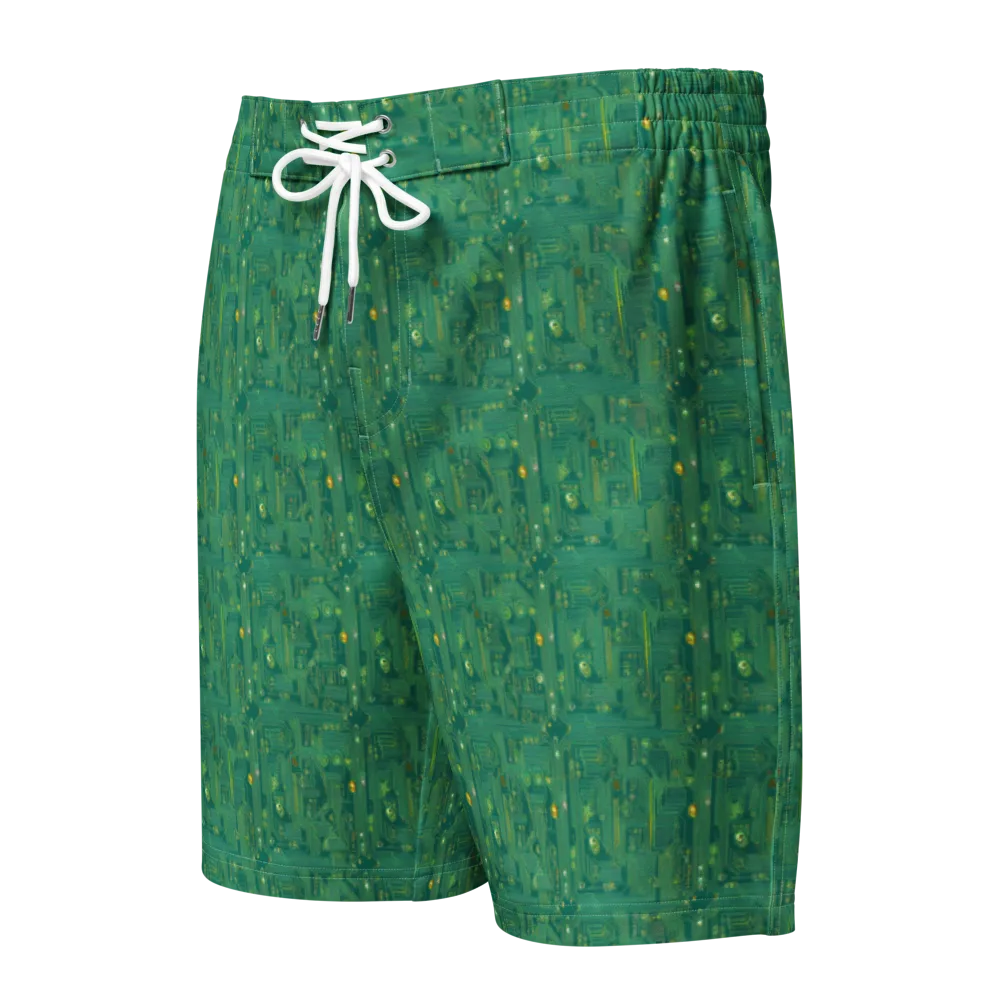 Golden Motherboard on Men's Board Shorts — Front