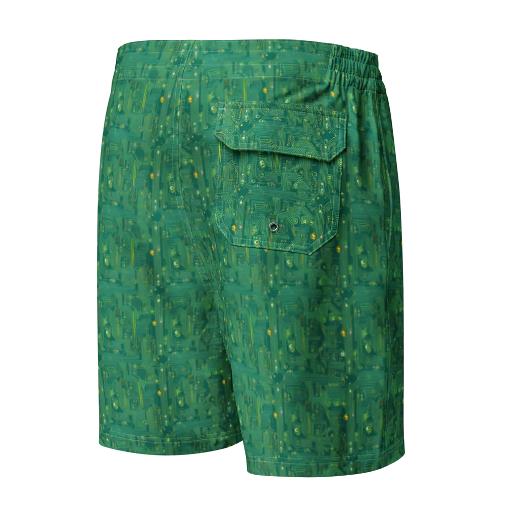 Golden Motherboard on Men's Board Shorts — Back