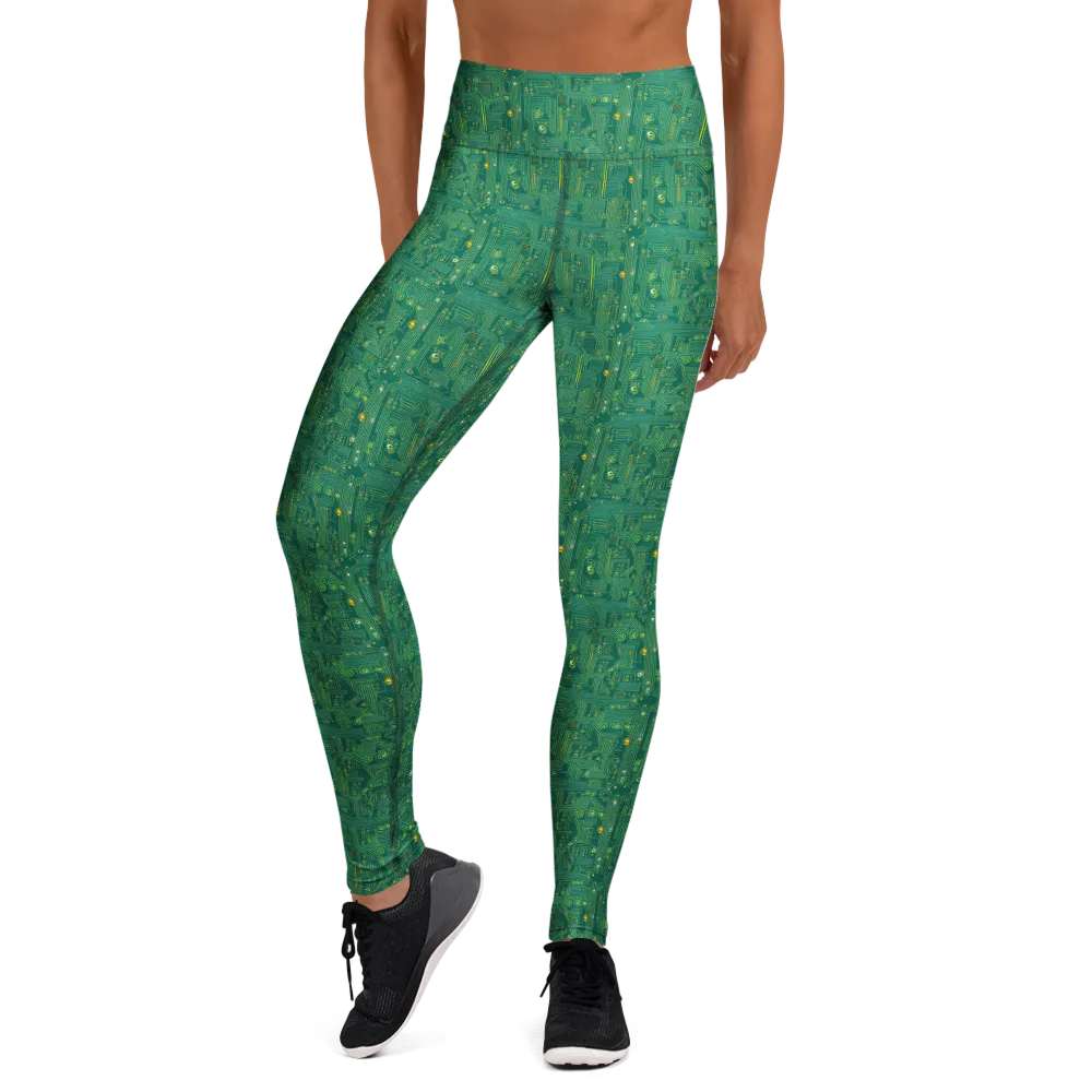Golden Motherboard on Yoga Leggings — Front