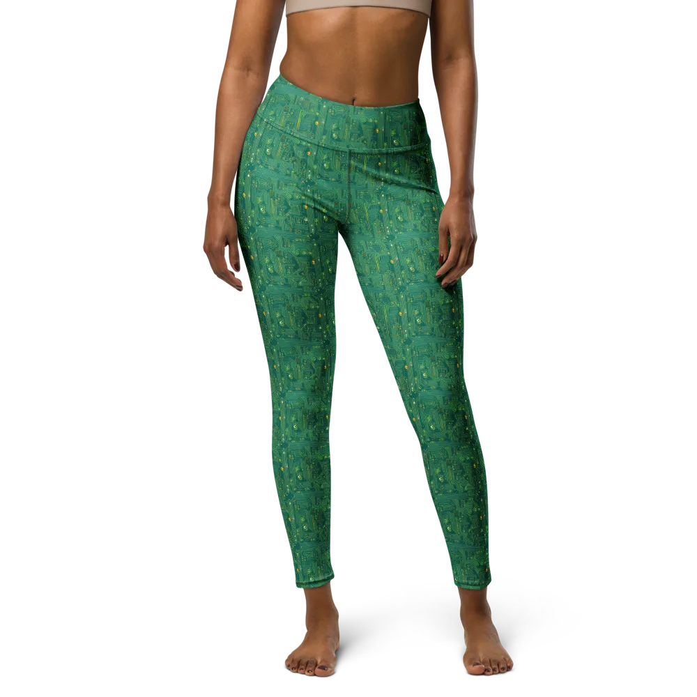 Golden Motherboard on Yoga Leggings — Front