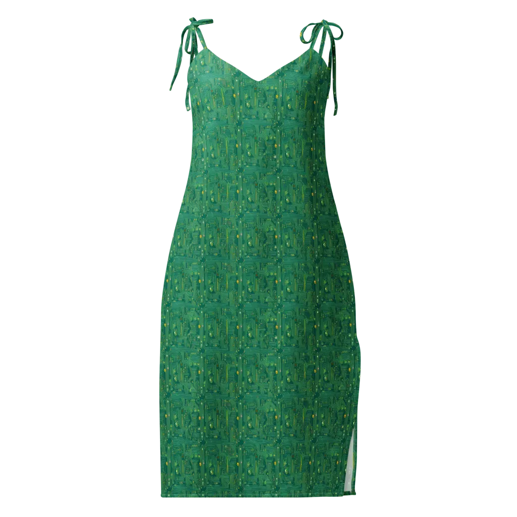 Golden Motherboard on Slip Dress — Front