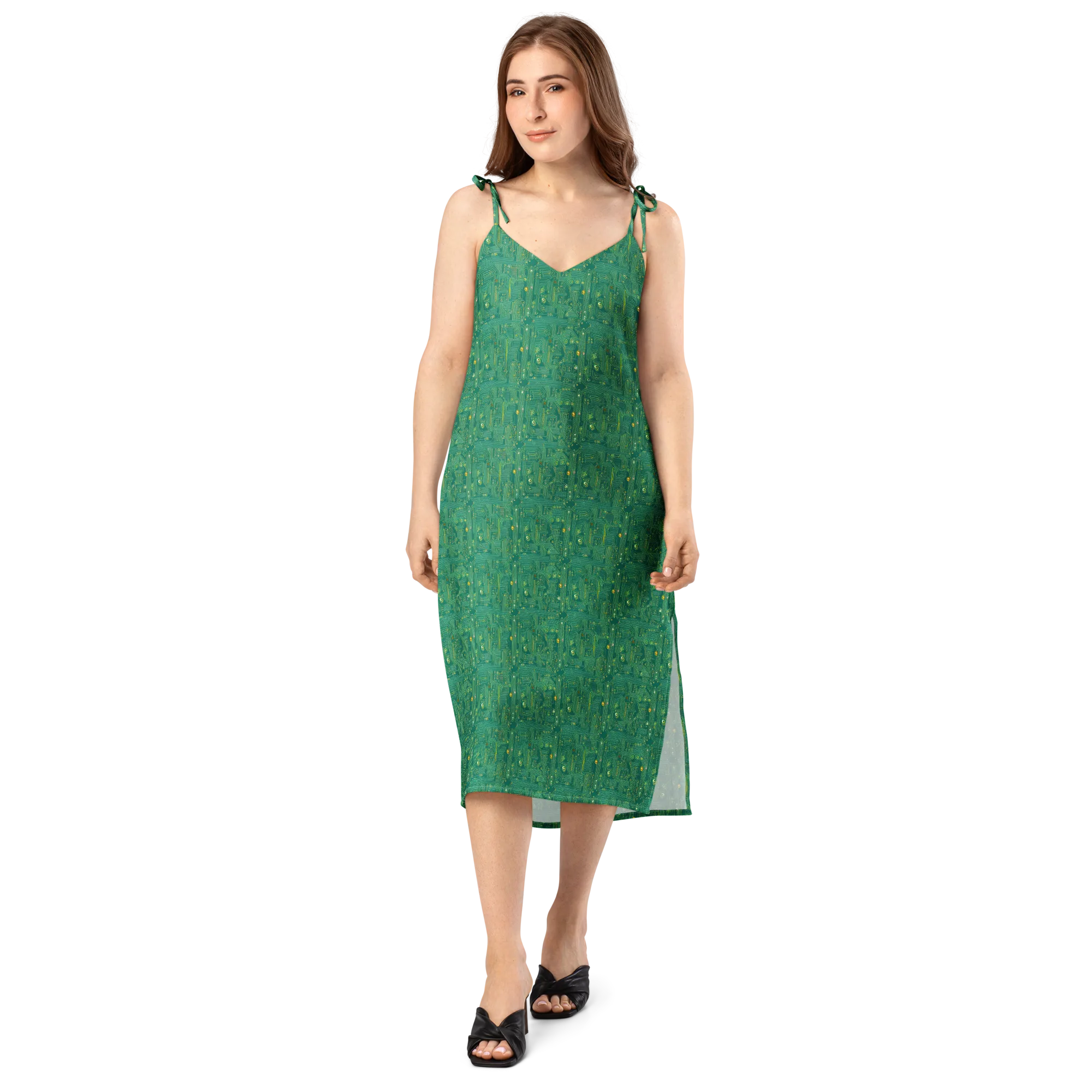 Golden Motherboard on Slip Dress — Front