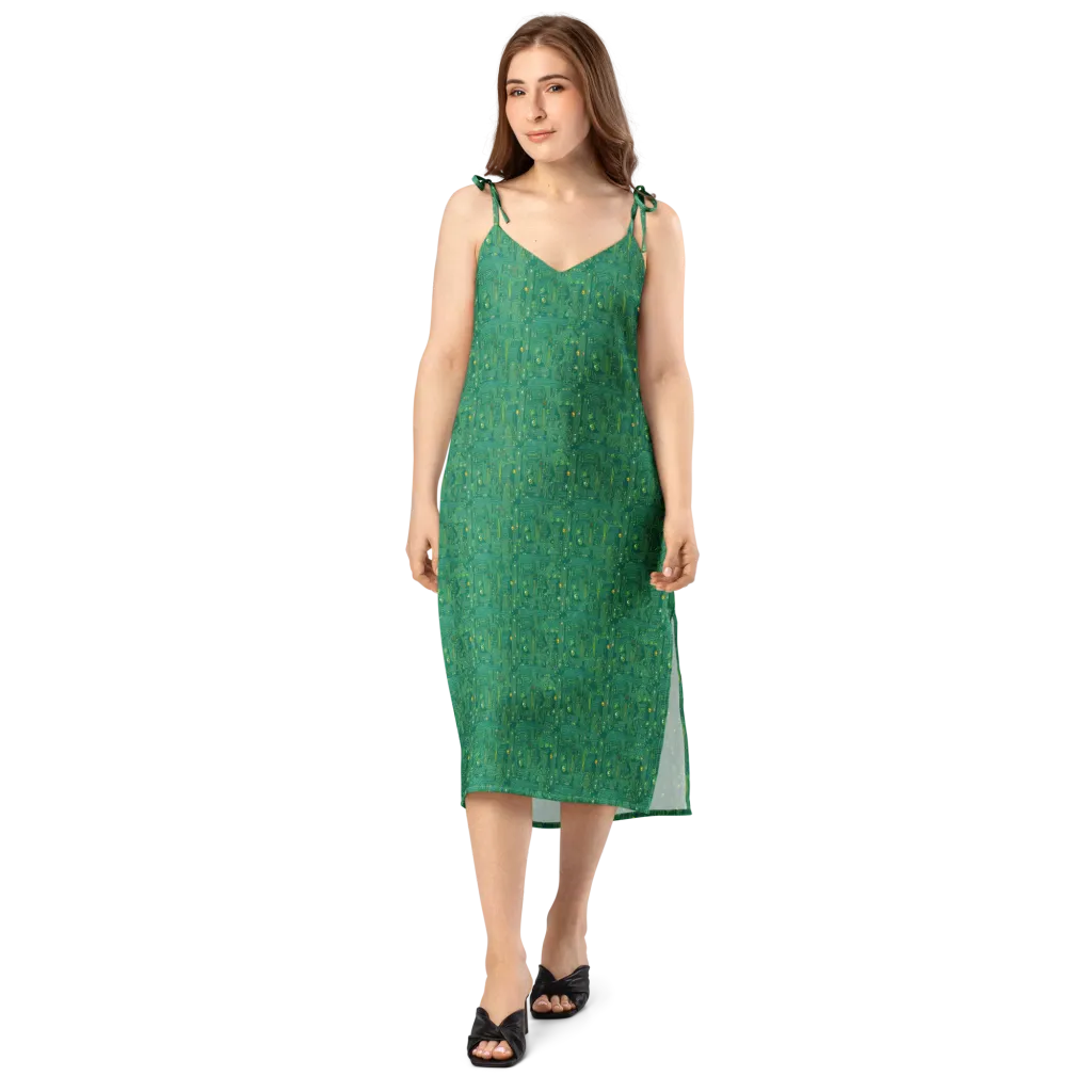 Golden Motherboard on Slip Dress — Front
