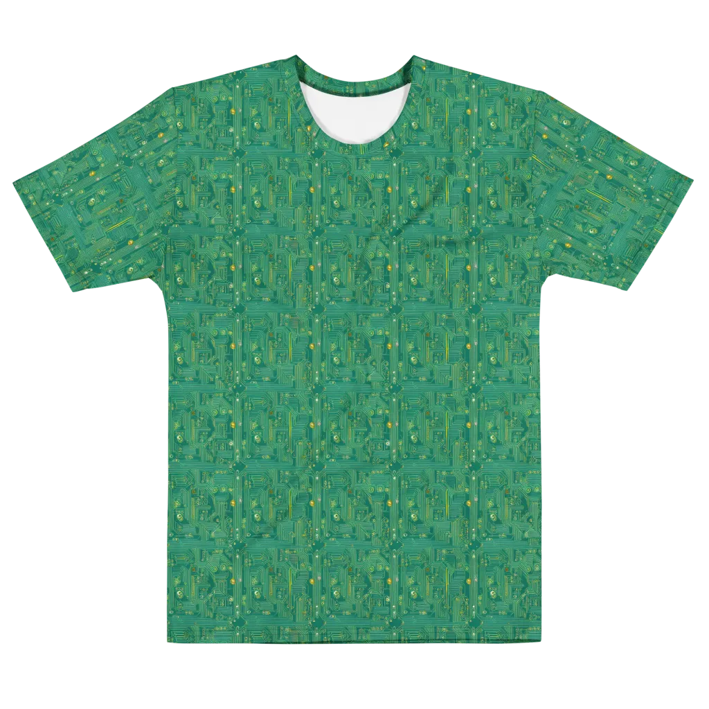 Golden Motherboard on Men's Cotton Crew Neck T-Shirt — Front