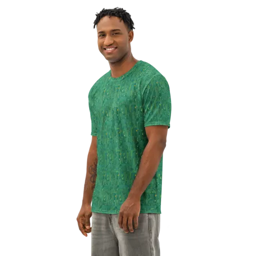 Golden Motherboard on a Men's Cotton Crew Neck T-Shirt