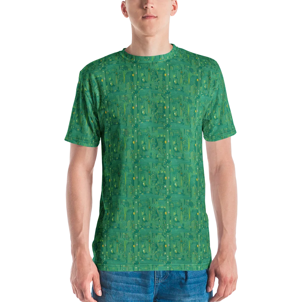 Golden Motherboard on Men's Crew Neck T-Shirt — Front