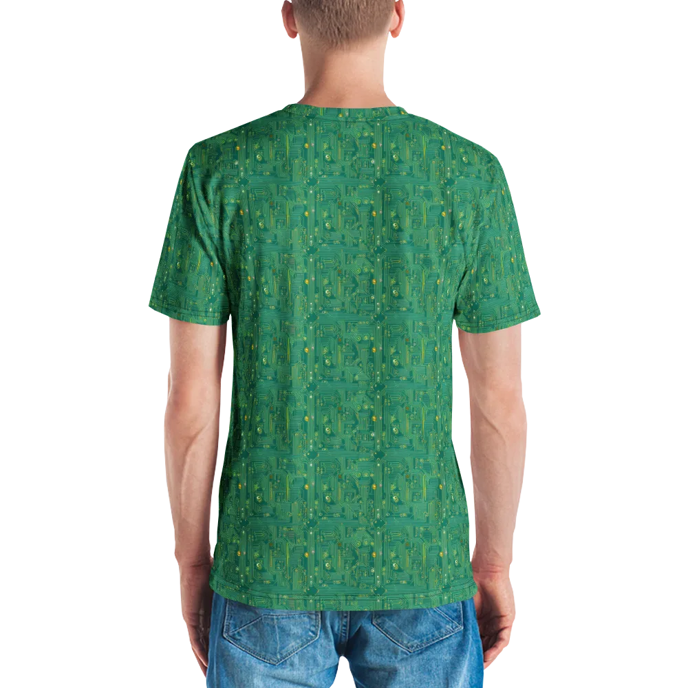Golden Motherboard on Men's Crew Neck T-Shirt — Back