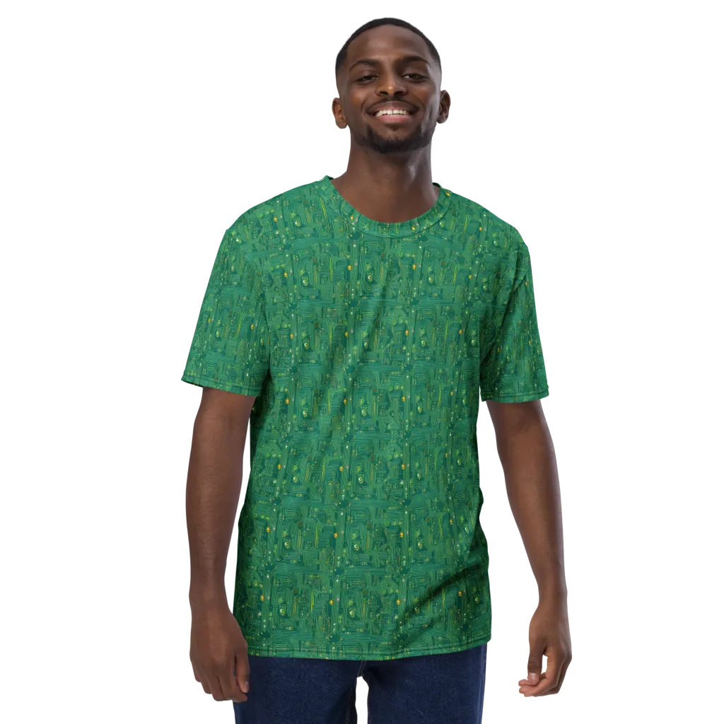 Golden Motherboard on Men's Crew Neck T-Shirt — Front