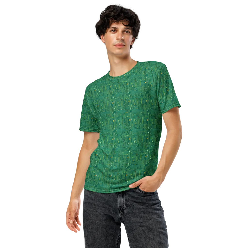 Golden Motherboard on Men's Crew Neck T-Shirt — Front