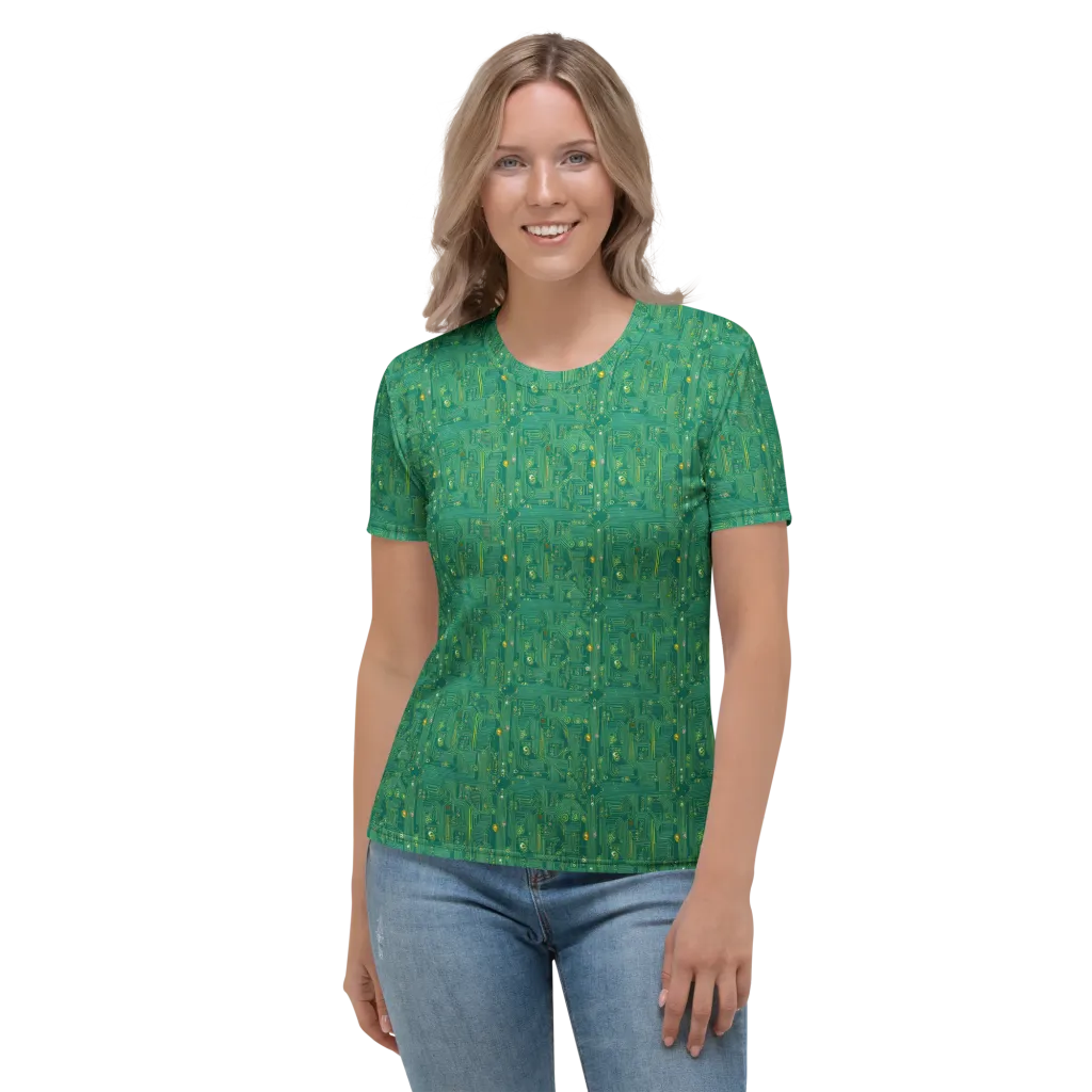 Golden Motherboard on Women's Crew Neck T-Shirt — Front