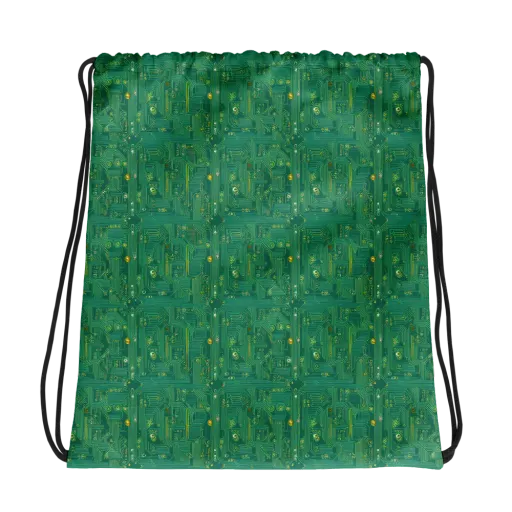 Golden Motherboard on a Drawstring Bag