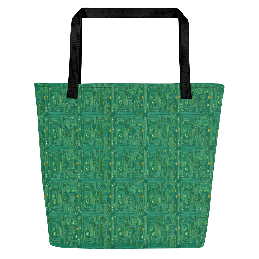 Golden Motherboard on Large Tote Bag W/ Pocket — Front