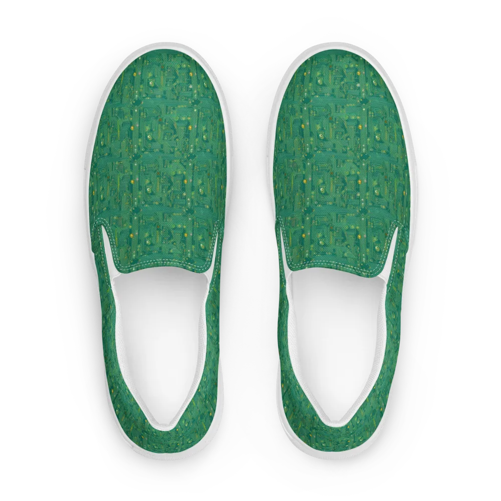 Golden Motherboard on Women's Slip-On Canvas Shoes — Front