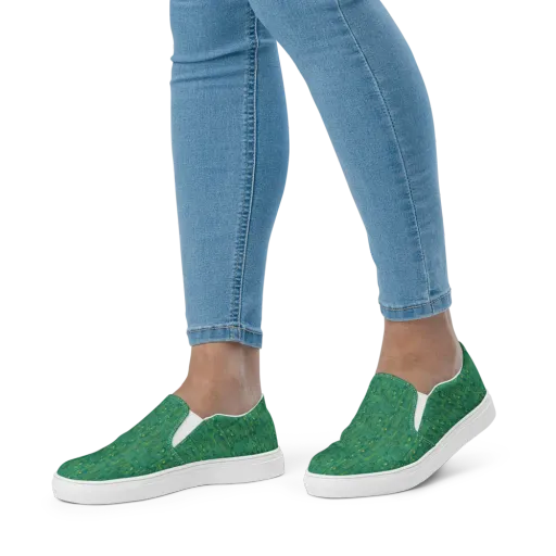 Golden Motherboard on a Women's Slip-On Canvas Shoes