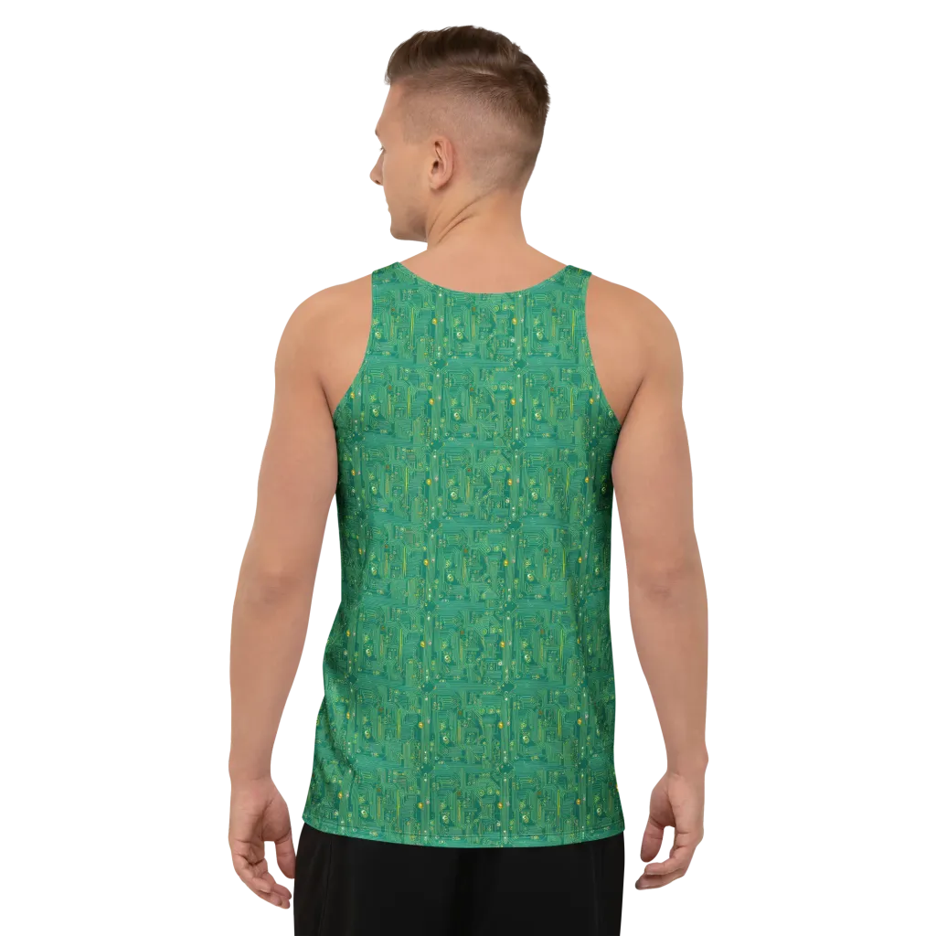 Golden Motherboard on Men's Tank Top — Back