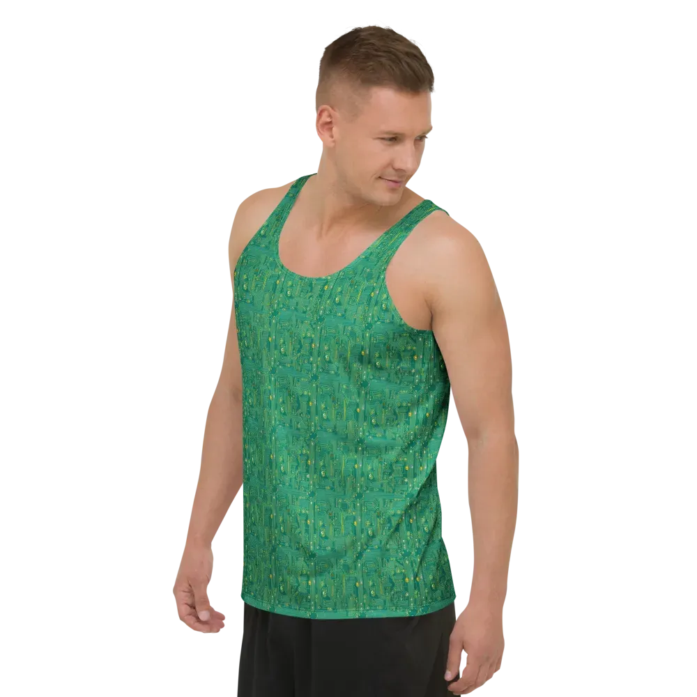 Golden Motherboard on Men's Tank Top — Left Front
