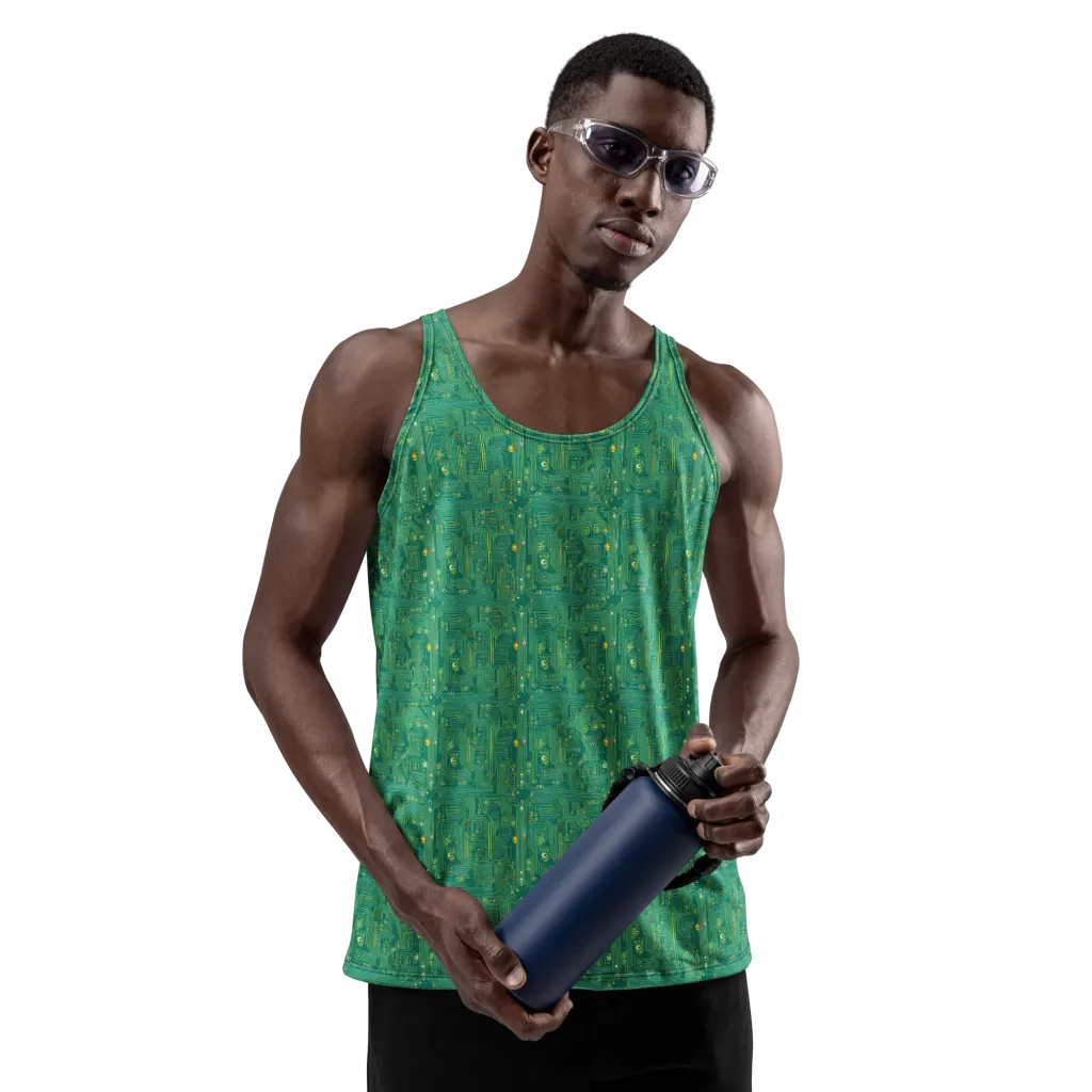 Golden Motherboard on Men's Tank Top — Front