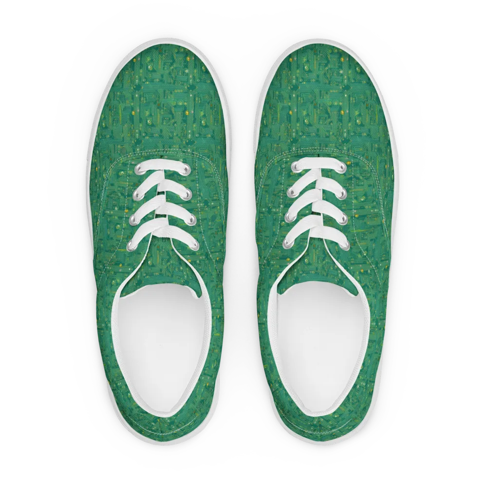Golden Motherboard on Men's Lace-Up Canvas Shoes — Front