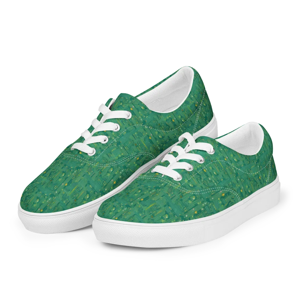 Golden Motherboard on Men's Lace-Up Canvas Shoes — Left Front