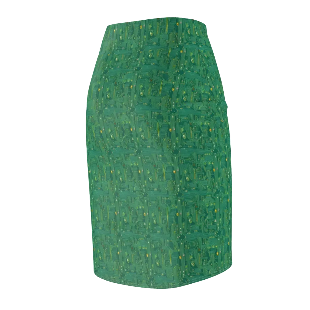 Golden Motherboard on Pencil Skirt — Back Side