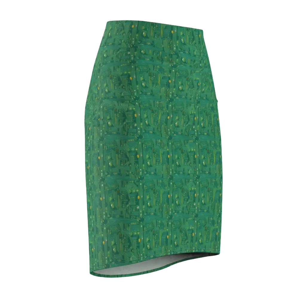 Golden Motherboard on Pencil Skirt — Front Side