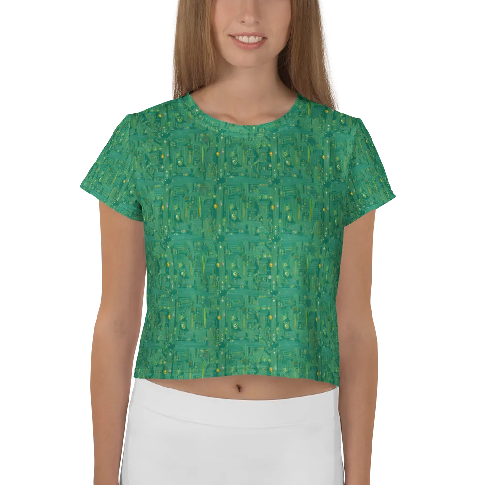 Golden Motherboard on Crop Tee — Front